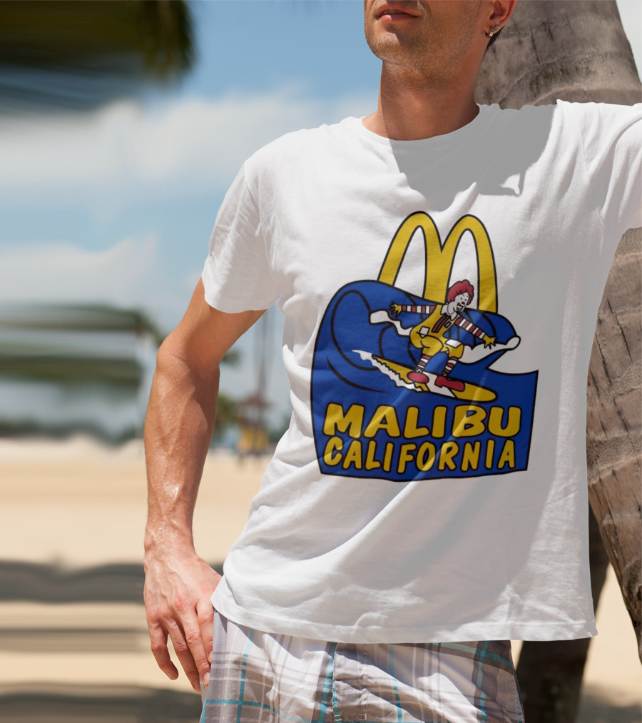McDonald’s Clown Surfing Malibu California Waves T-Shirt