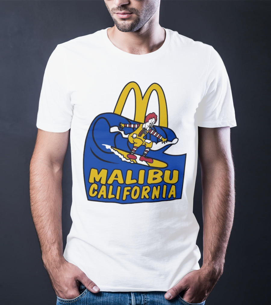 McDonald’s Clown Surfing Malibu California Waves T-Shirt