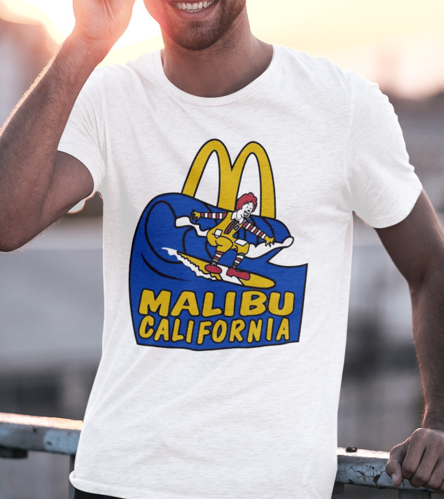 McDonald’s Clown Surfing Malibu California Waves T-Shirt