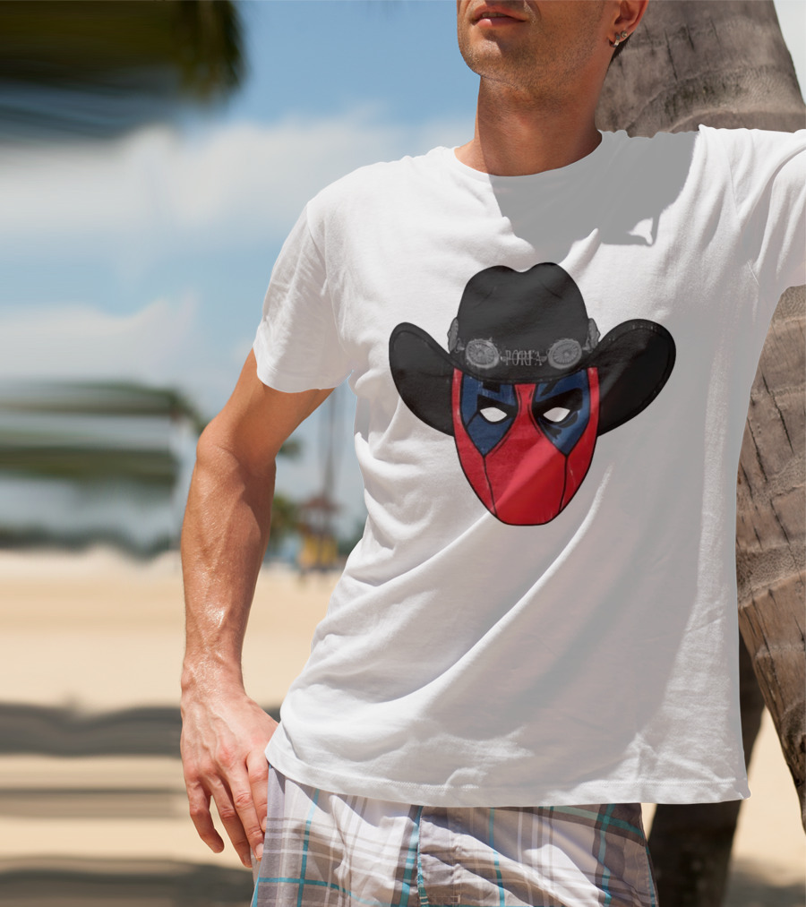 Por Favor Porfapool Deadpool Cowboy Hat Mask T-Shirt