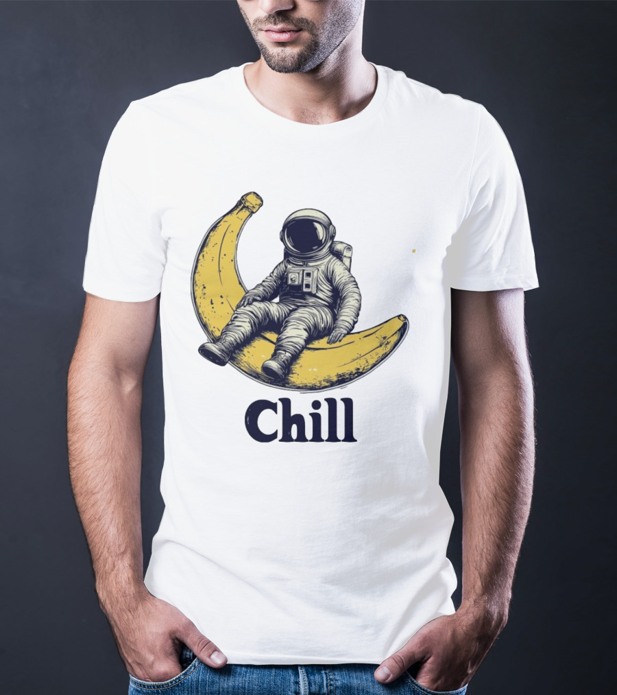 Astronaut Chill Sit On Moon Banana T-Shirt