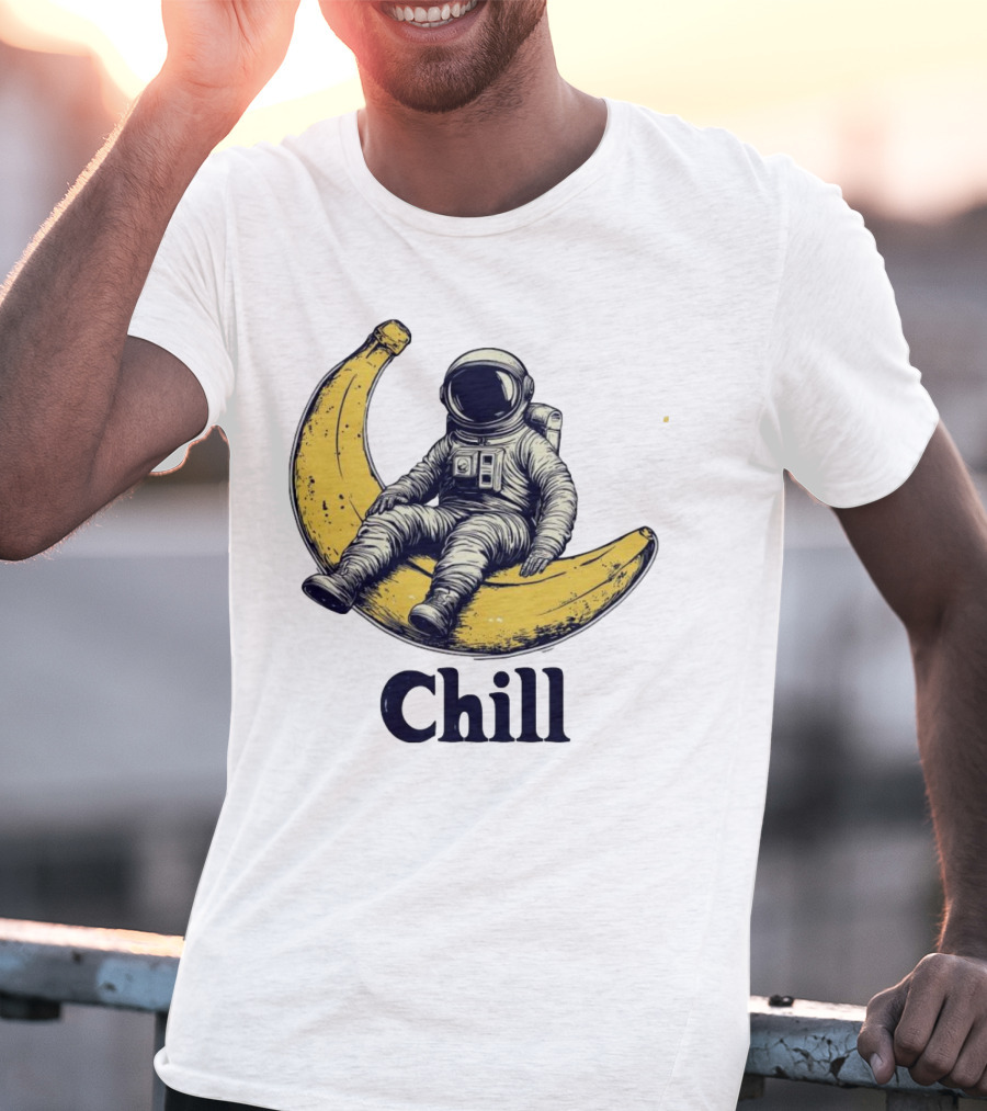 Astronaut Chill Sit On Moon Banana T-Shirt