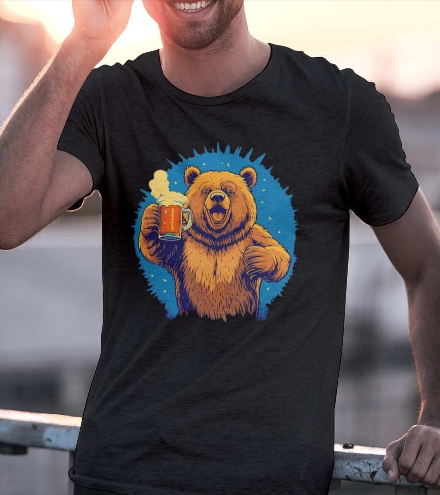 Bear Drink Beer Ging T-Shirt