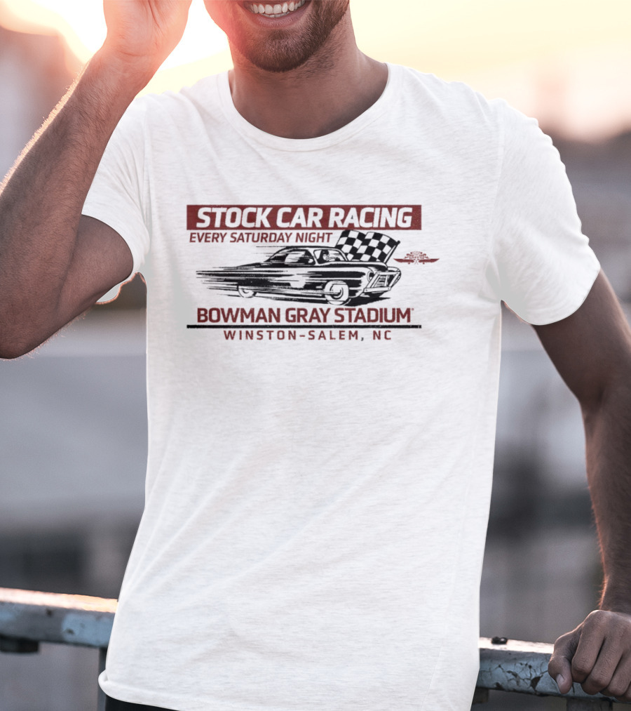 Stock Car Racing Every Saturday Night Bowman Gray Stadium Winston-Salem NC Vintage Checkered Flag T-Shirt