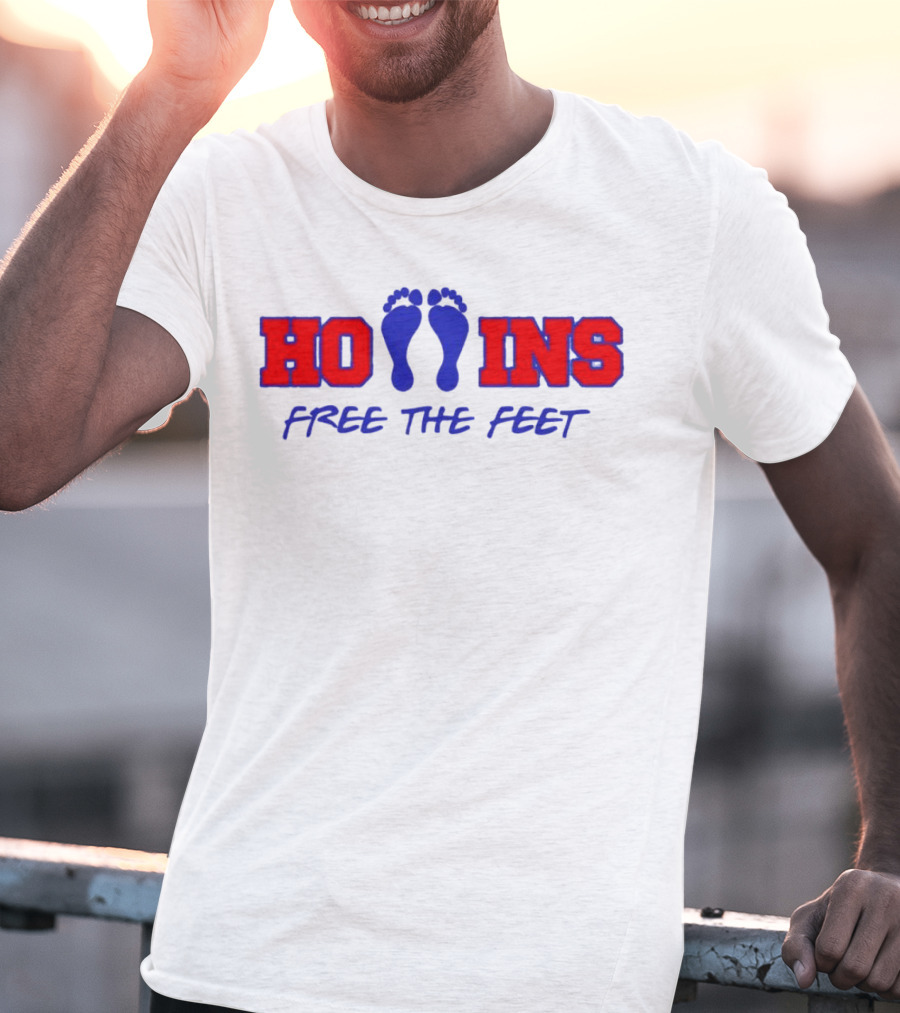 Hollins Free The Feet With Red And Blue Footprints T-Shirt