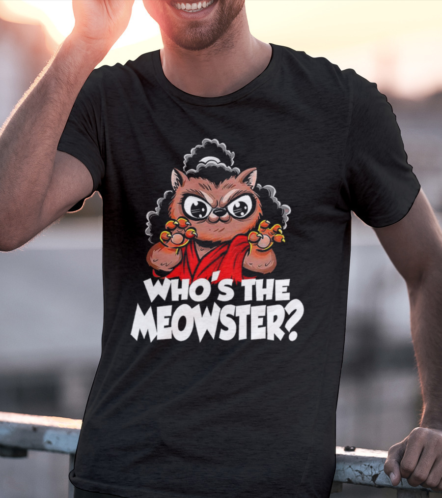 Who's The Meowster X Sho Nuff The Last Dragon Inspired Cat Character T-Shirt