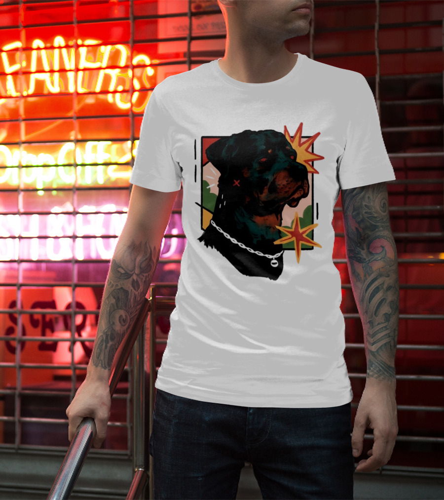 Rottweiler Pop Art Style With Starburst Elements T-Shirt