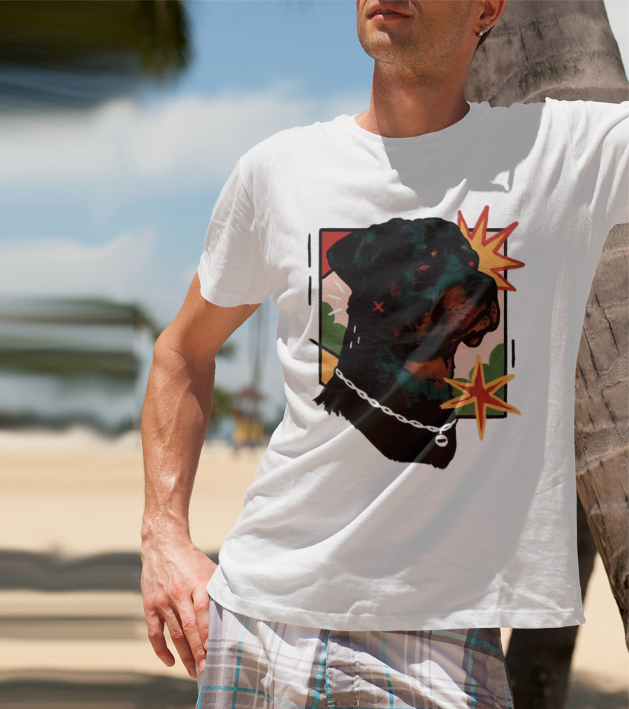 Rottweiler Pop Art Style With Starburst Elements T-Shirt
