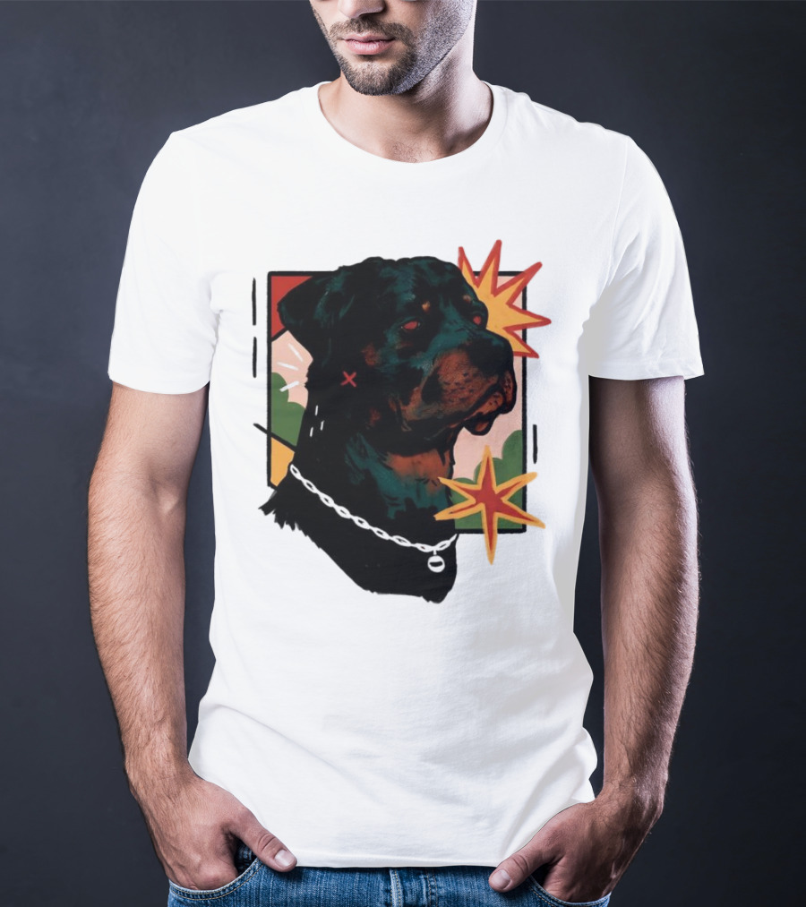 Rottweiler Pop Art Style With Starburst Elements T-Shirt