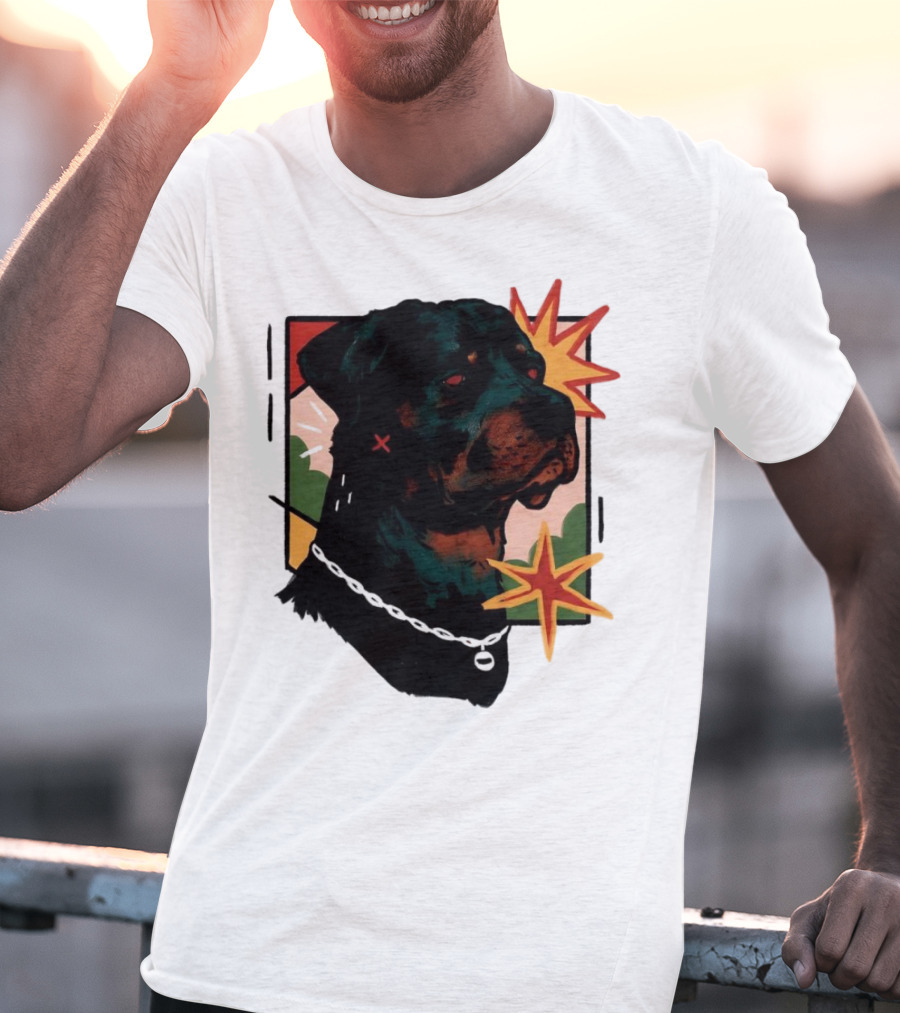 Rottweiler Pop Art Style With Starburst Elements T-Shirt