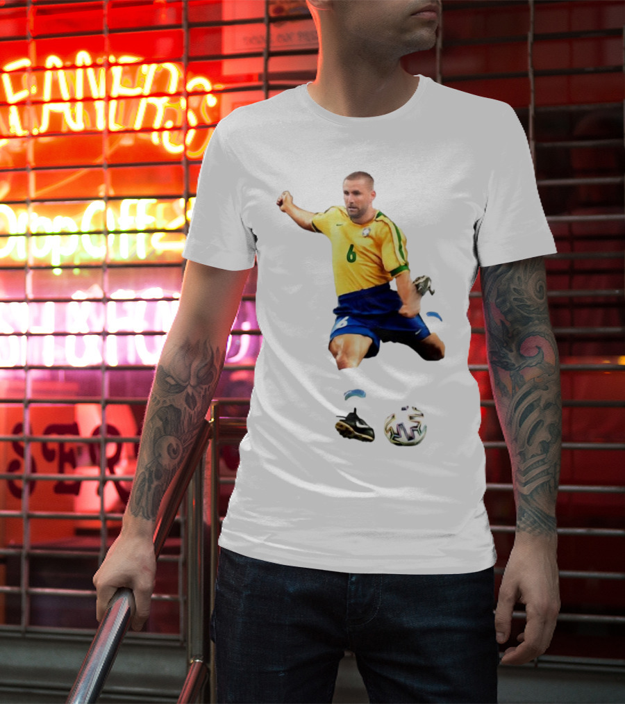 Shawberto Carlos Footballer In Brazilian Kit With Ball T-Shirt