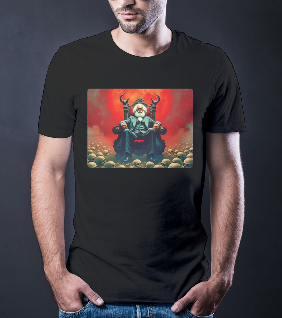 Communists Want To Abolish Intellectual Property Karl Marx Throne Of Skulls And Flames T-Shirt