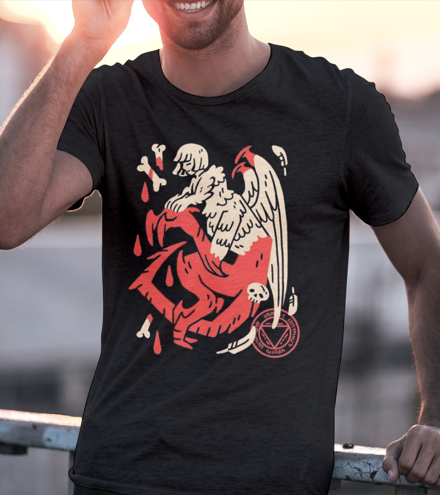 Falin Touden Dungeon Meshi Delicious In Dungeon Forbidden Magic Winged Creature With Skull And Bones T-Shirt