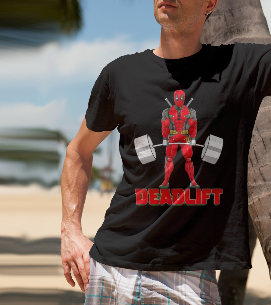 Deadpool Deadlift Gym Fitness Comic Character Strength Training T-Shirt
