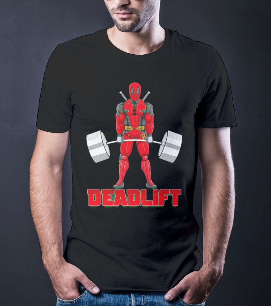 Deadpool Deadlift Gym Fitness Comic Character Strength Training T-Shirt