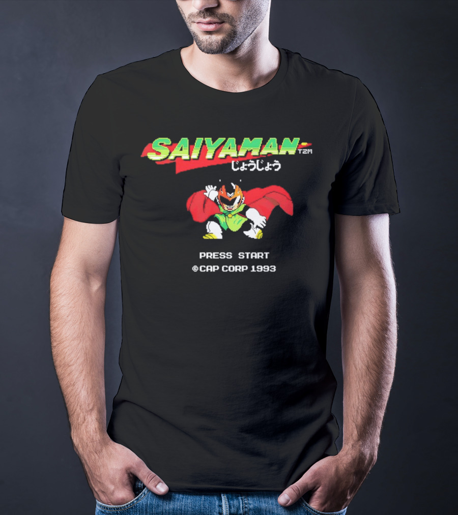 SAIYAMAN Press Start ©CAP CORP 1993 Vintage Game Gohan Rocks T-Shirt