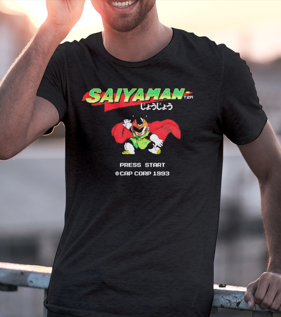 SAIYAMAN Press Start ©CAP CORP 1993 Vintage Game Gohan Rocks T-Shirt