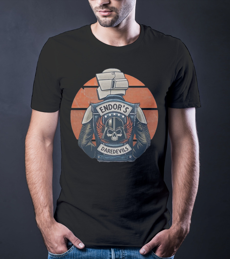 Imperial Biker Scout Club Endor’s Daredevils Vintage Skull Jacket T-Shirt