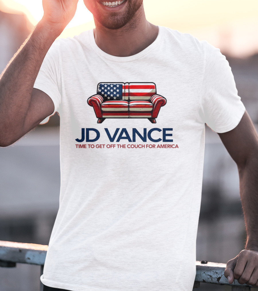 JD Vance Time To Get Off The Couch For America USA Flag Couch T-Shirt