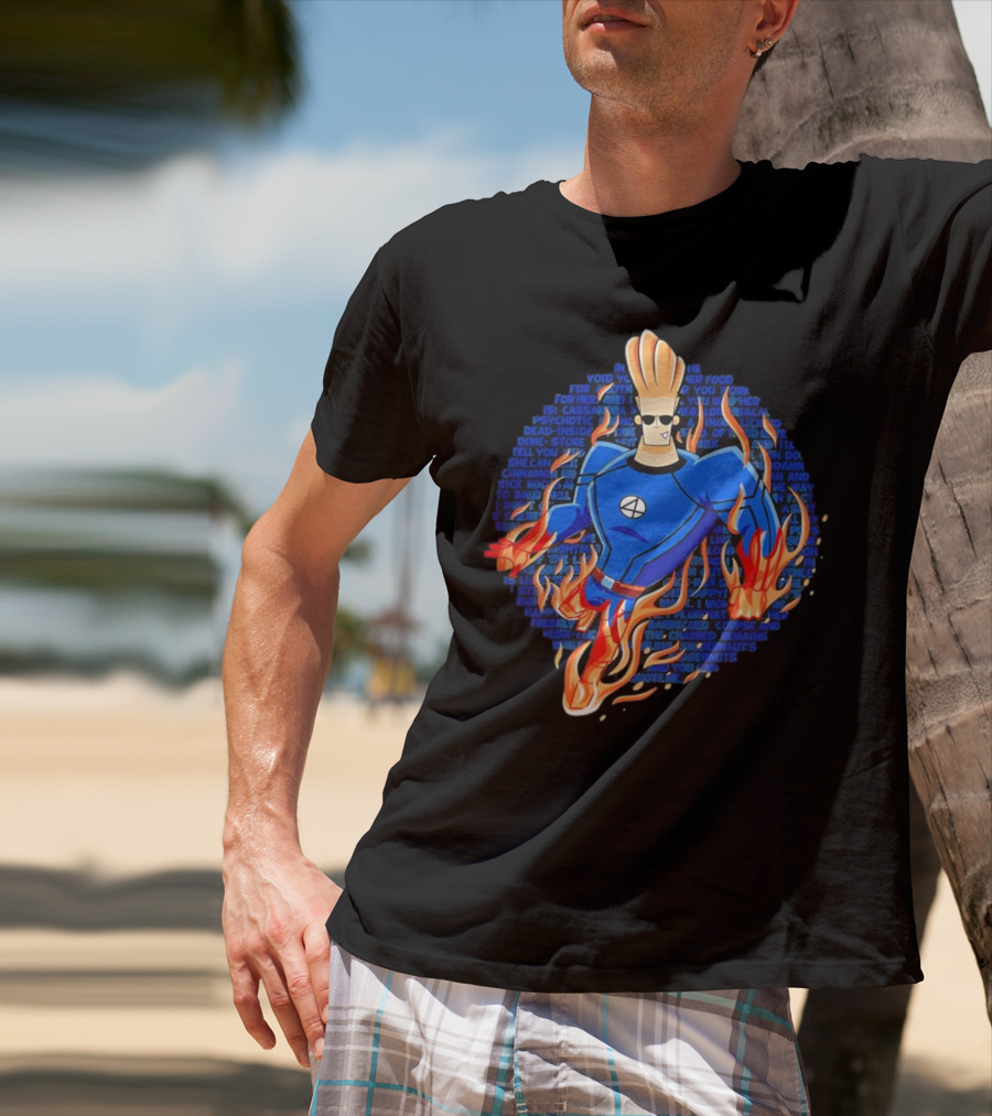 Johnny Bravo Meets Johnny Storm Flame On Momma T-Shirt