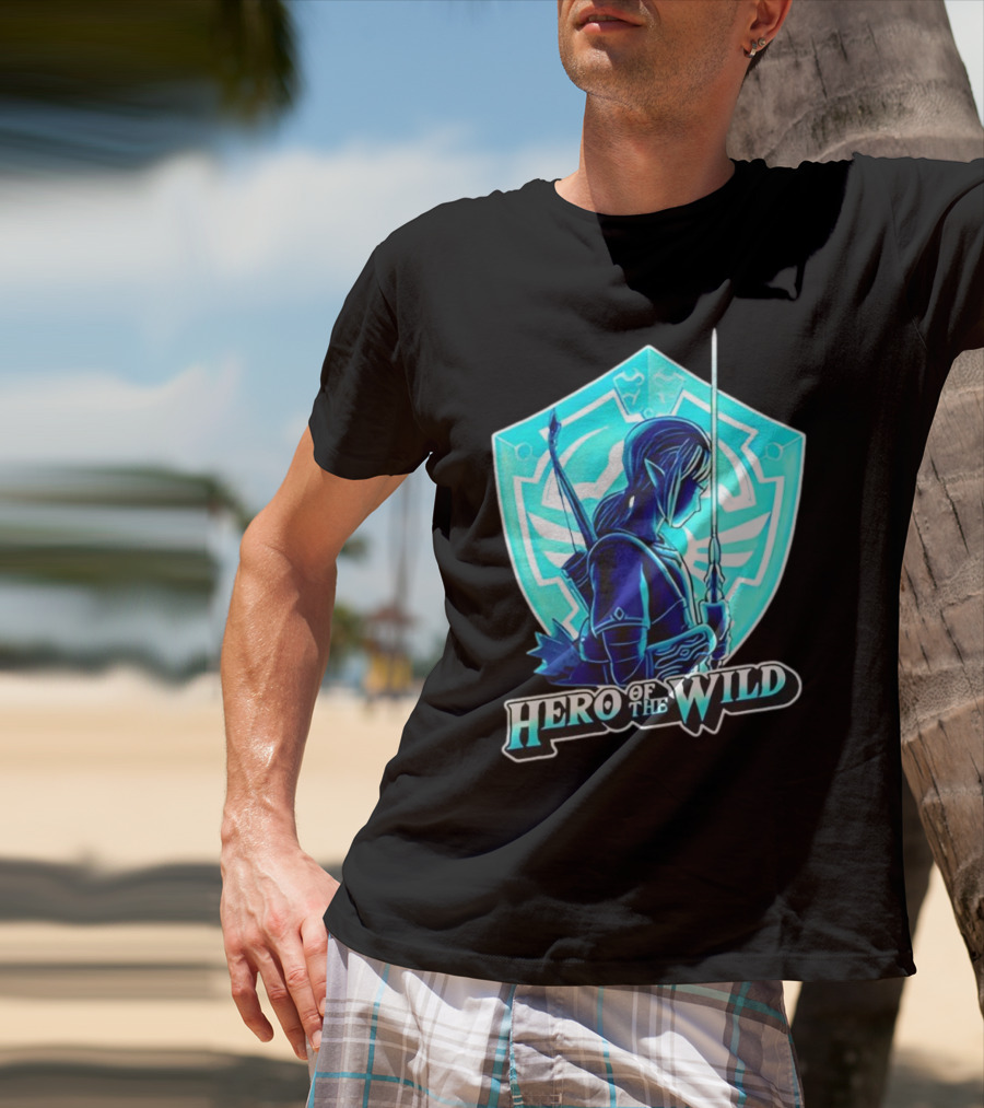 Hero Of The Wild Legend Of Zelda Link Blue Sword And Shield T-Shirt