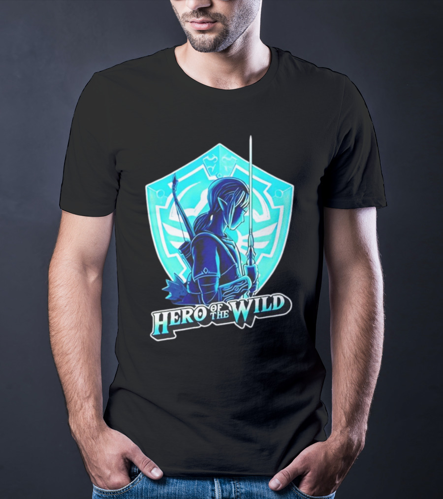 Hero Of The Wild Legend Of Zelda Link Blue Sword And Shield T-Shirt