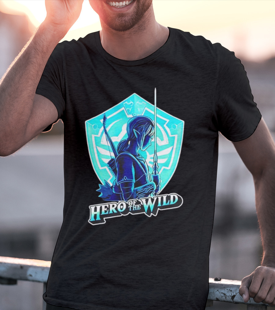 Hero Of The Wild Legend Of Zelda Link Blue Sword And Shield T-Shirt