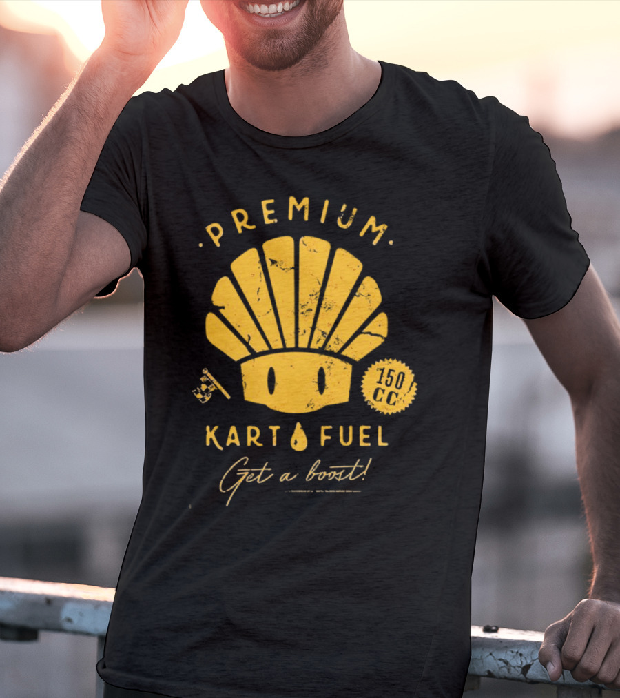 Mario Kart Premium Yellow Shell Kart Fuel 150cc Get A Boost T-Shirt