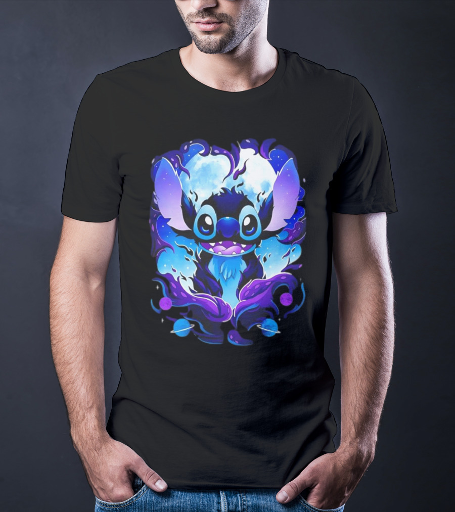Stitch Experiment 626 Cosmic Darkness Cartoon T-Shirt