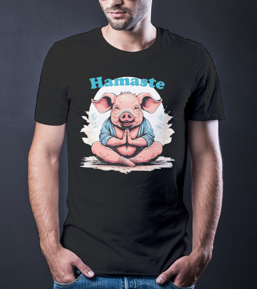 Hamaste Schwein Yoga Namaste Nationaler Humor T-Shirt