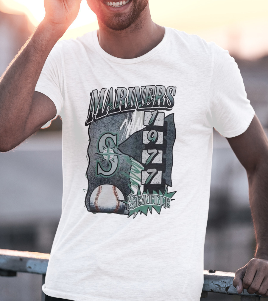 Seattle Mariners 1977 Vintage Overspray Baseball Logo Seattle T-Shirt