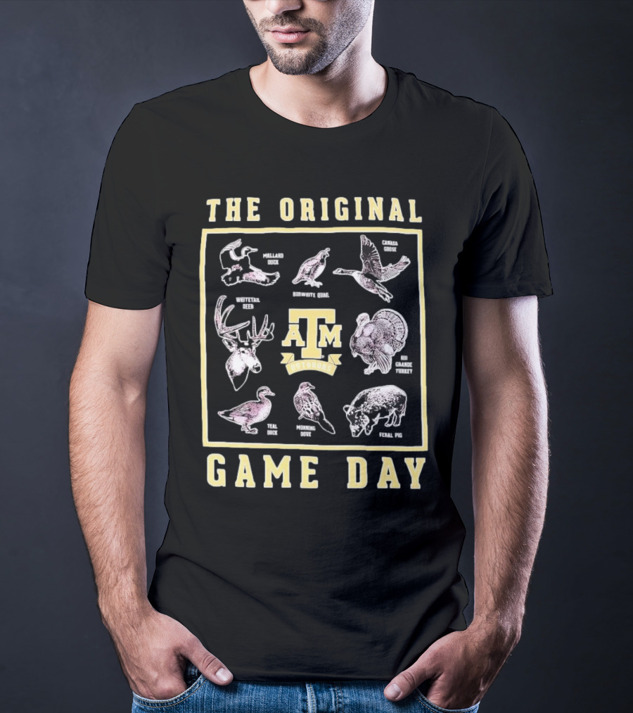 The Original Game Day Texas A&M Outdoors Whitetail Deer Mallard Duck Rio Grande Turkey T-Shirt
