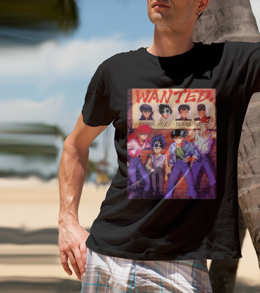 Yu Yu Hakusho 1992 Wanted Kurama Hiei Yusuke Kuwabara T-Shirt