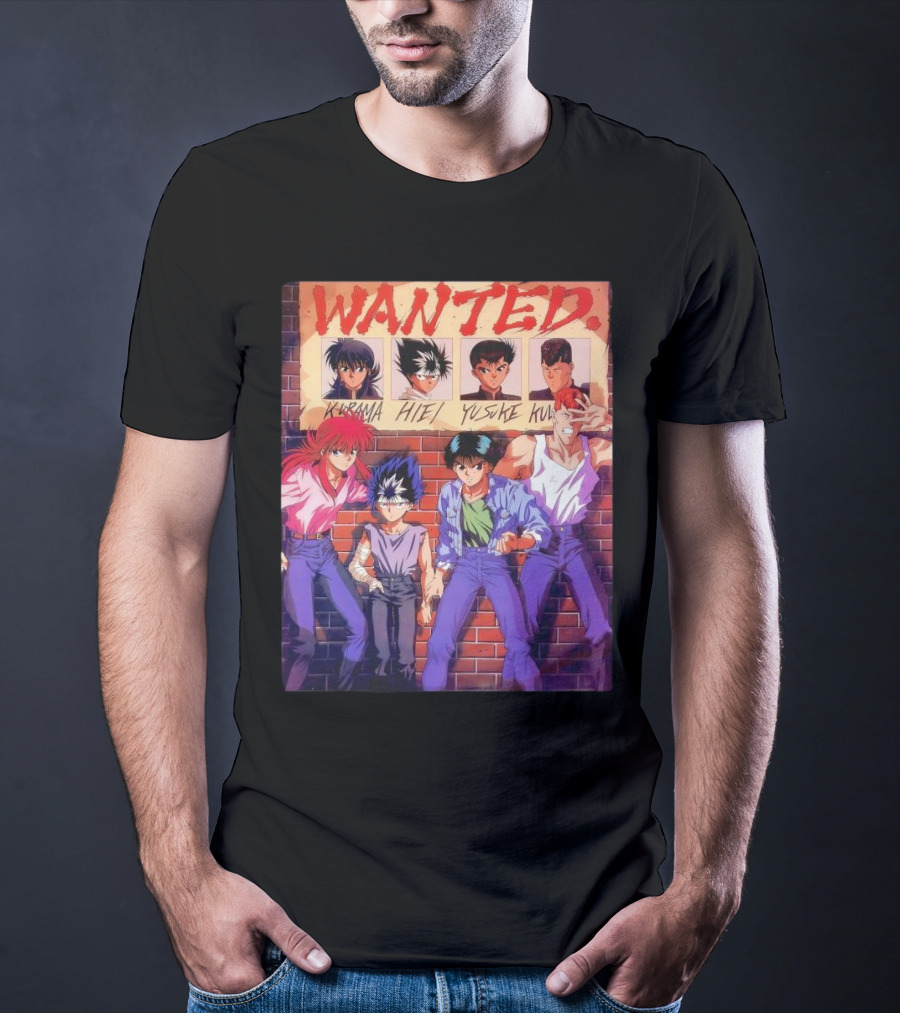 Yu Yu Hakusho 1992 Wanted Kurama Hiei Yusuke Kuwabara T-Shirt