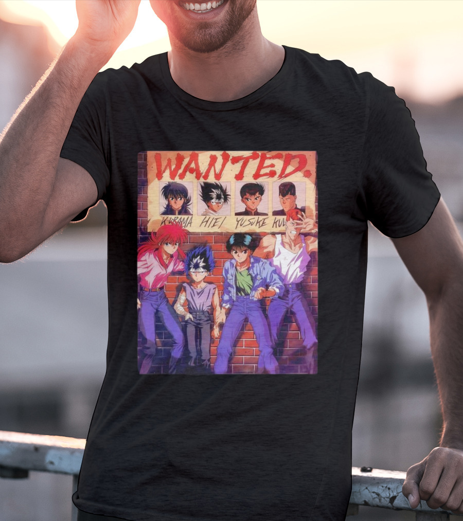 Yu Yu Hakusho 1992 Wanted Kurama Hiei Yusuke Kuwabara T-Shirt