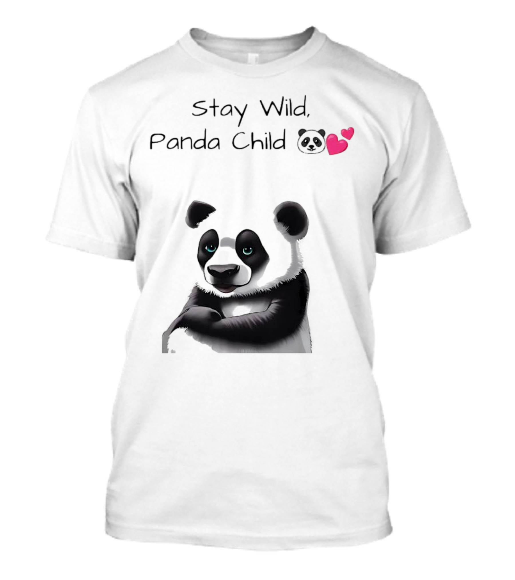 Stay Wild Panda Child Cute Emoji Panda Hearts T-Shirt