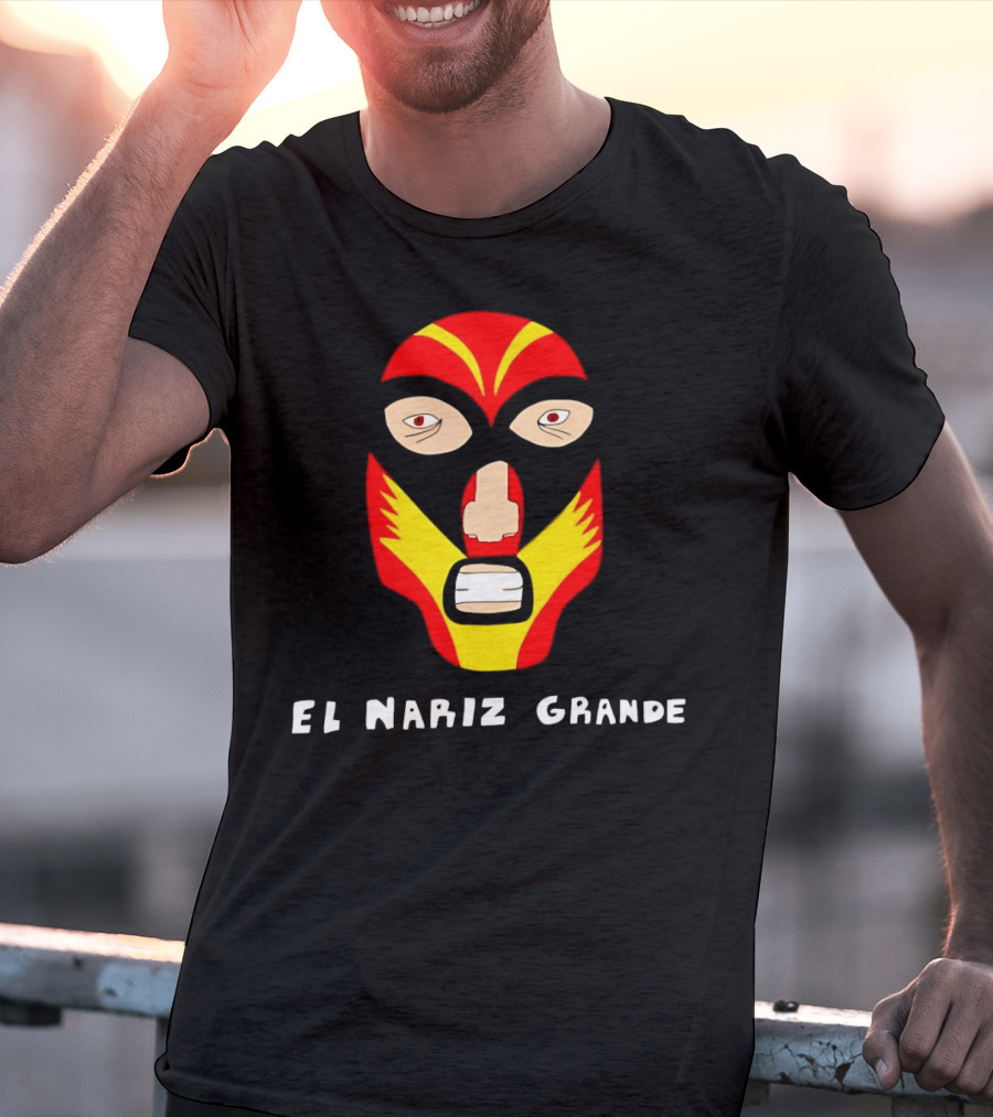 Ariel Helwani El Nariz Grande Mask Red Yellow Black T-Shirt