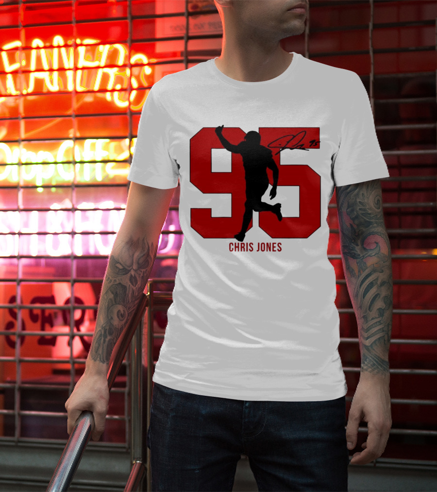 Chris Jones 95 Kansas City Chiefs Silo Signature Action Number T-Shirt