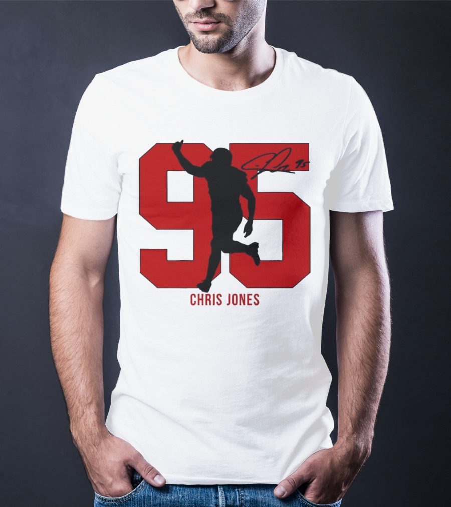 Chris Jones 95 Kansas City Chiefs Silo Signature Action Number T-Shirt