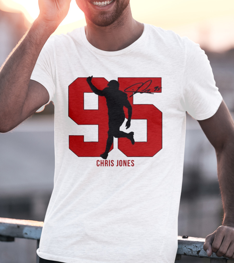 Chris Jones 95 Kansas City Chiefs Silo Signature Action Number T-Shirt