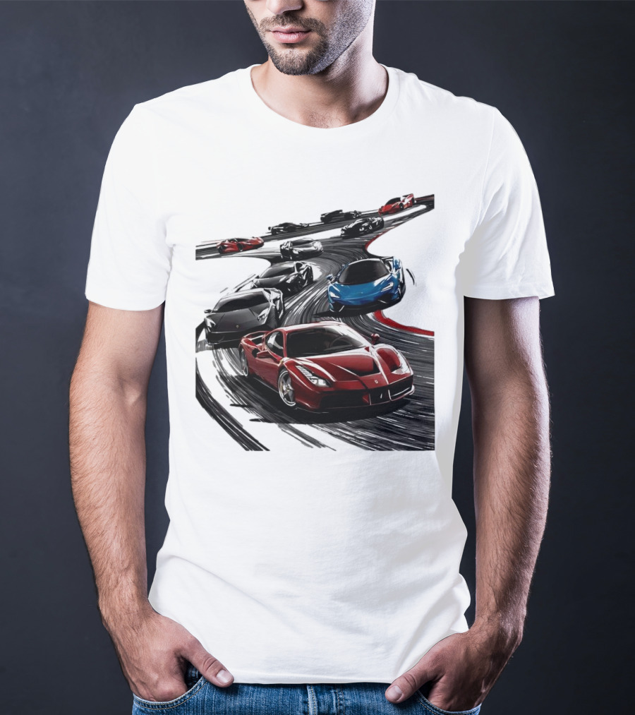 Furious Speed Race Cars Ferrari Lamborghini McLaren Track Racing T-Shirt