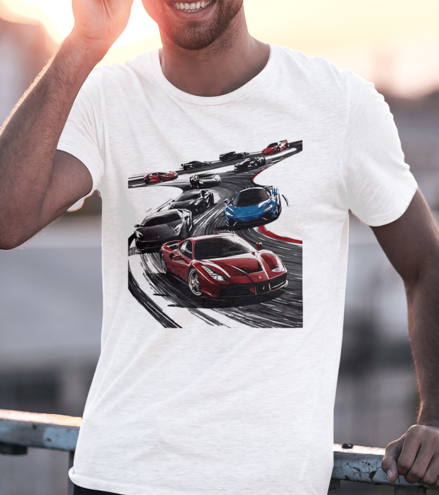 Furious Speed Race Cars Ferrari Lamborghini McLaren Track Racing T-Shirt