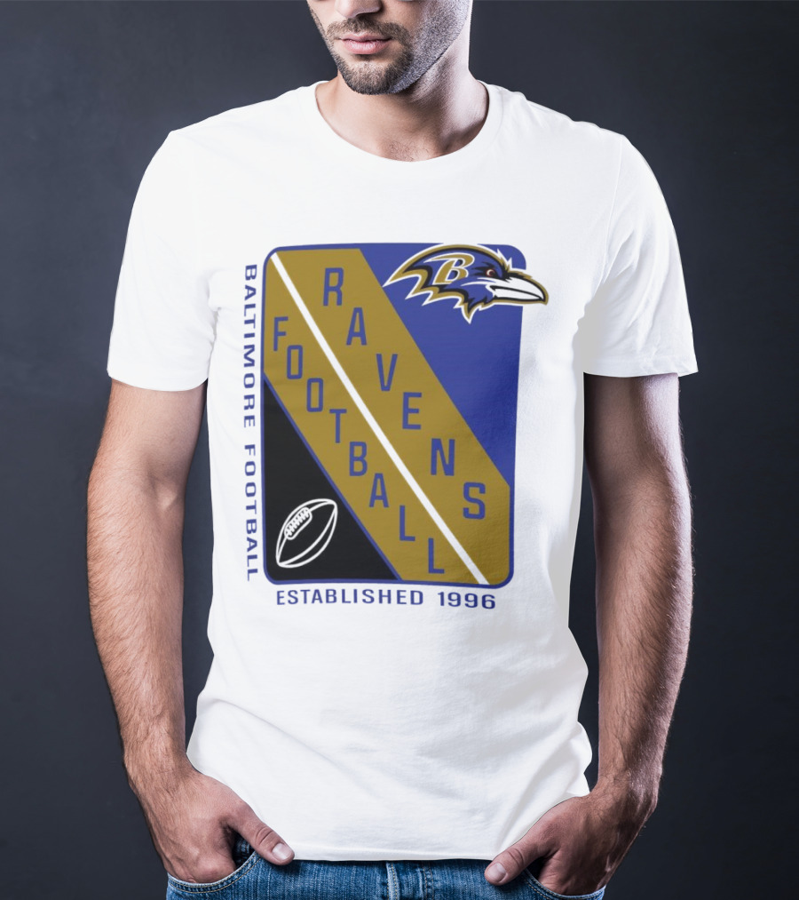 Baltimore Ravens Football Established 1996 Shield Logo Ravens Head T-Shirt
