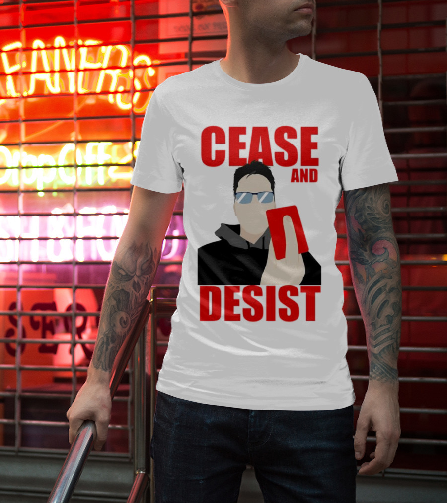 CEASE AND DESIST Red Card Warning T-Shirt