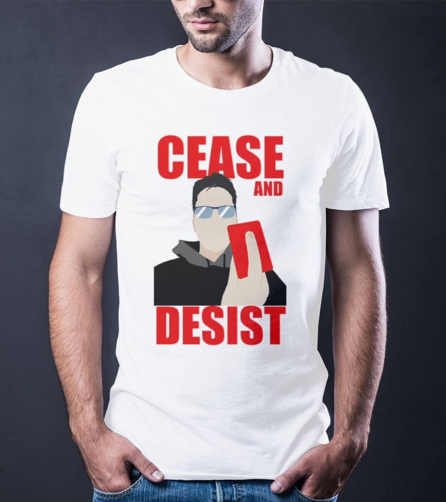 CEASE AND DESIST Red Card Warning T-Shirt