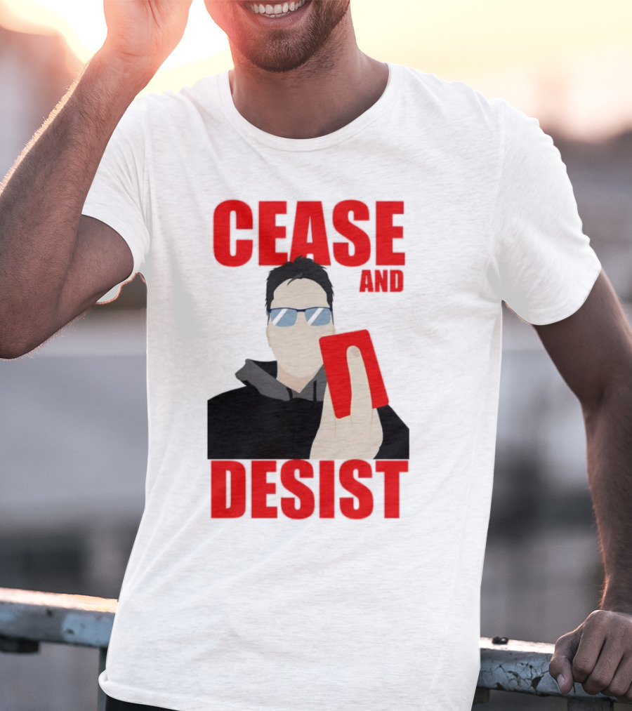 CEASE AND DESIST Red Card Warning T-Shirt