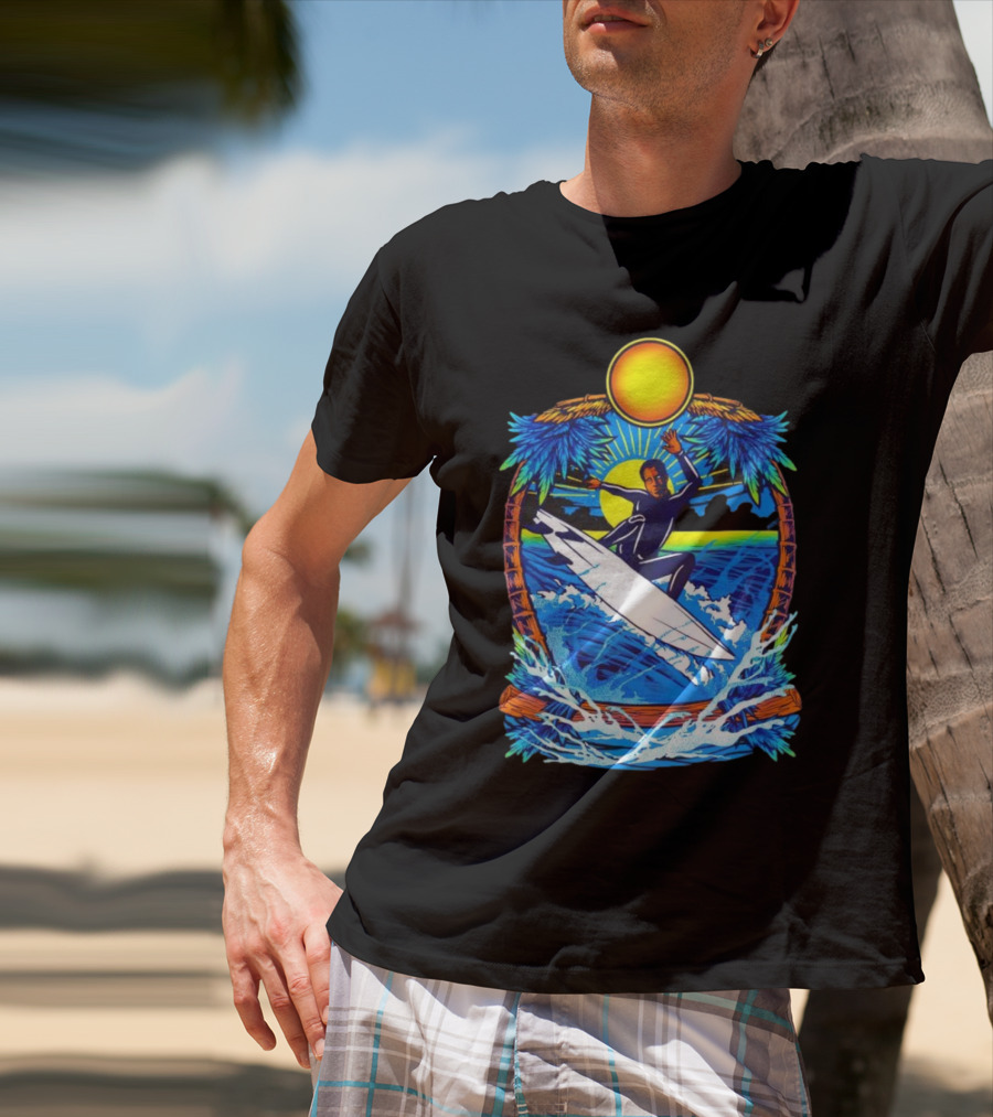 Chill With Water Surfing Under The Sun And Palm Trees T-Shirt