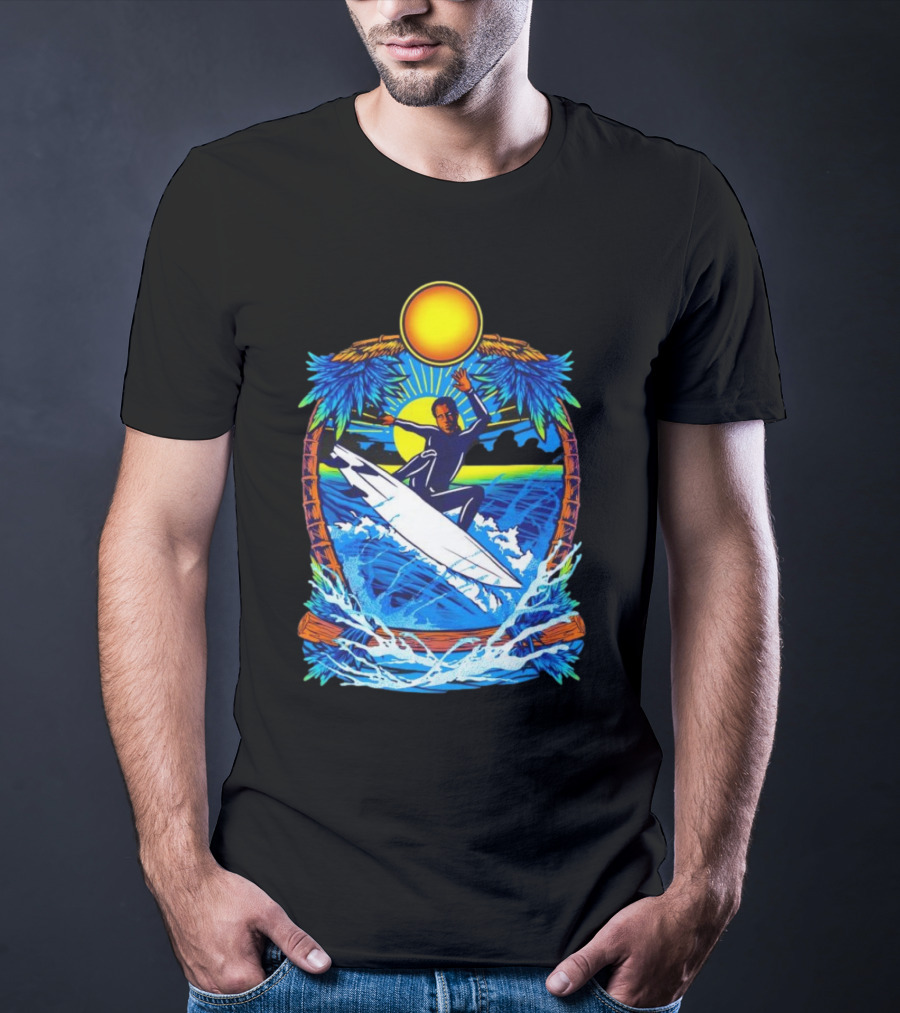 Chill With Water Surfing Under The Sun And Palm Trees T-Shirt