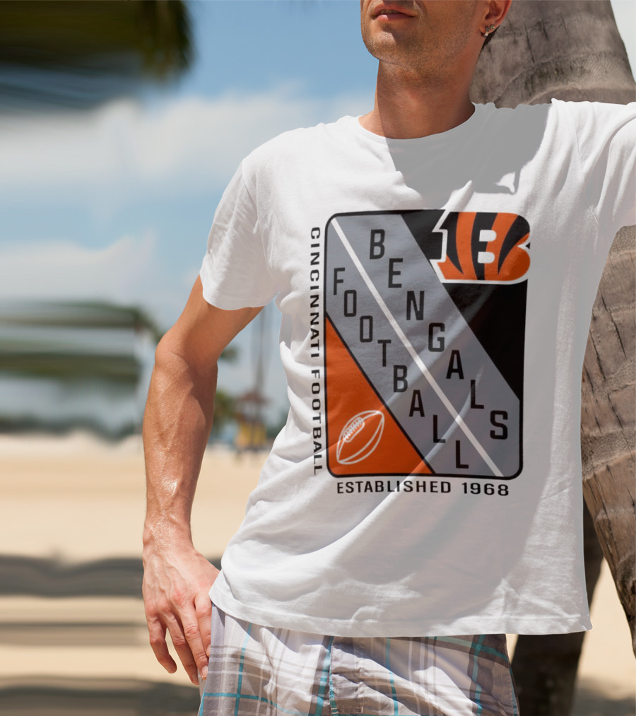 Cincinnati Bengals Football Shield Established 1968 Football Bengals Cincinnati Football T-Shirt