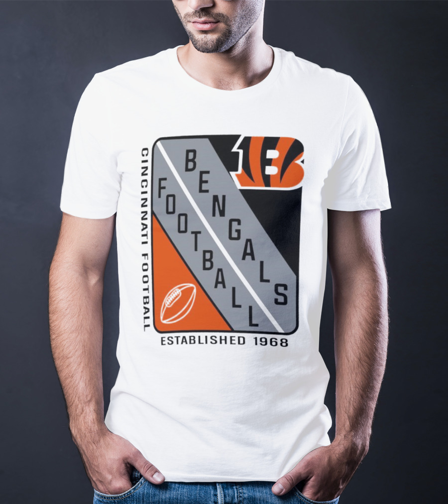 Cincinnati Bengals Football Shield Established 1968 Football Bengals Cincinnati Football T-Shirt